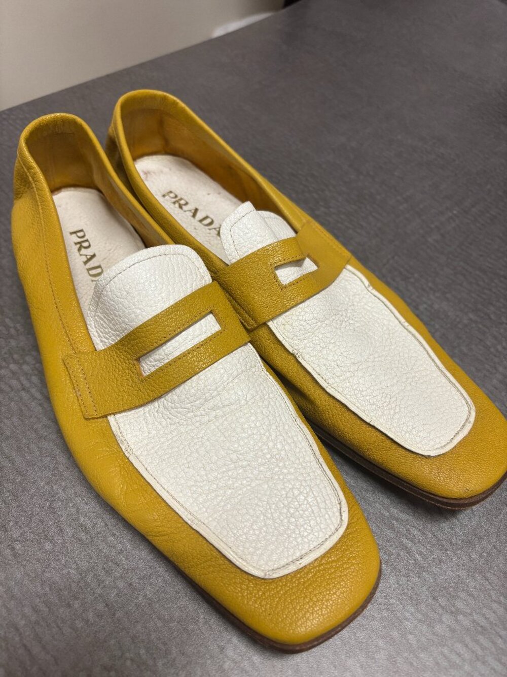 Prada Men's Yellow & White Loafer